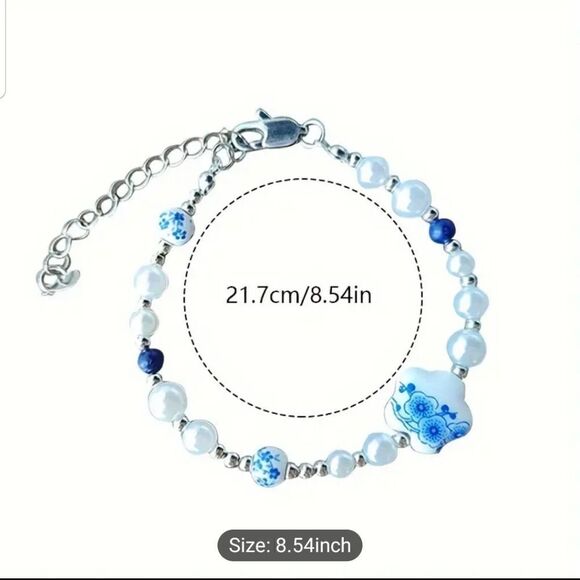 Porcelain flower vintage style bracelet - Picture 2 of 12